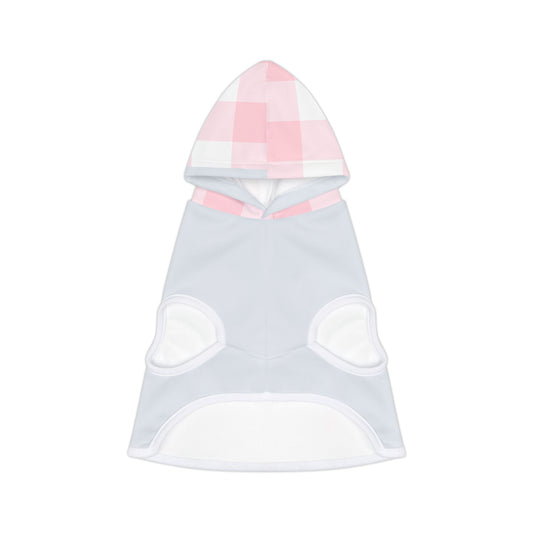 Cozy Pet Hoodie with Pink Checkered Hood, Cute Dog Sweater, Stylish Pet Apparel, Perfect for Walks and Photoshoots