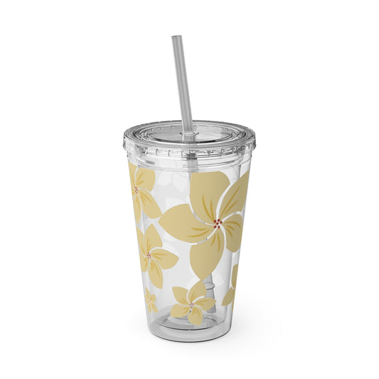 Sunsplash Floral Tumbler, Summer Travel Mug, Insulated Drink Cup, Perfect for Outdoor Events, Gift for Her