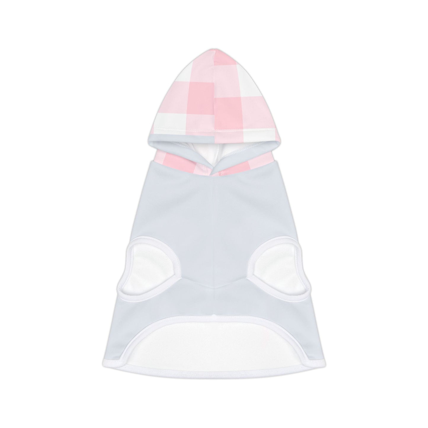 Cozy Pet Hoodie with Pink Checkered Hood, Cute Dog Sweater, Stylish Pet Apparel, Perfect for Walks and Photoshoots