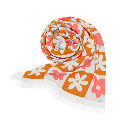 Floral Pattern Light Scarf, Summer Accessory, Lightweight Shawl, Boho Chic Scarf, Gifts for Her, Spring Fashion