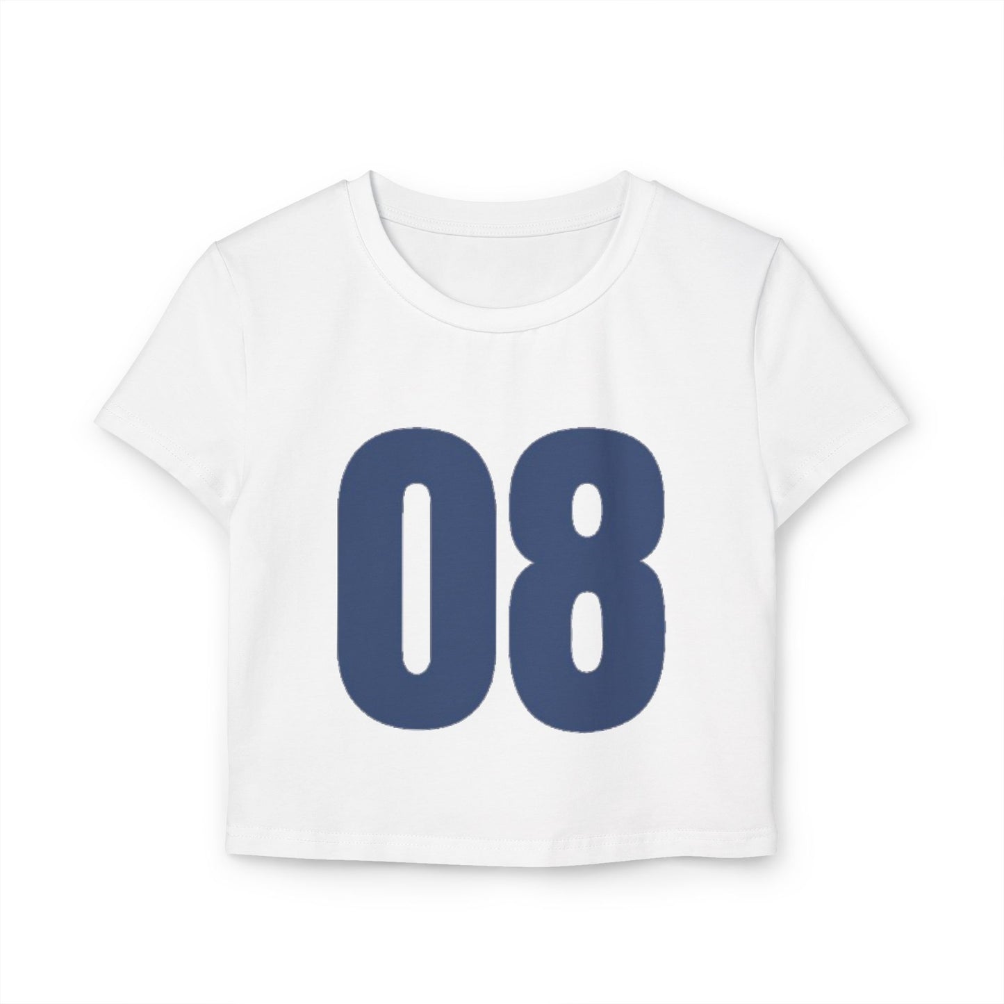 Casual Women's Baby Tee with Number 08, Trendy Crop Tee, Summer Top, Gift for Her, Vintage Style Shirt