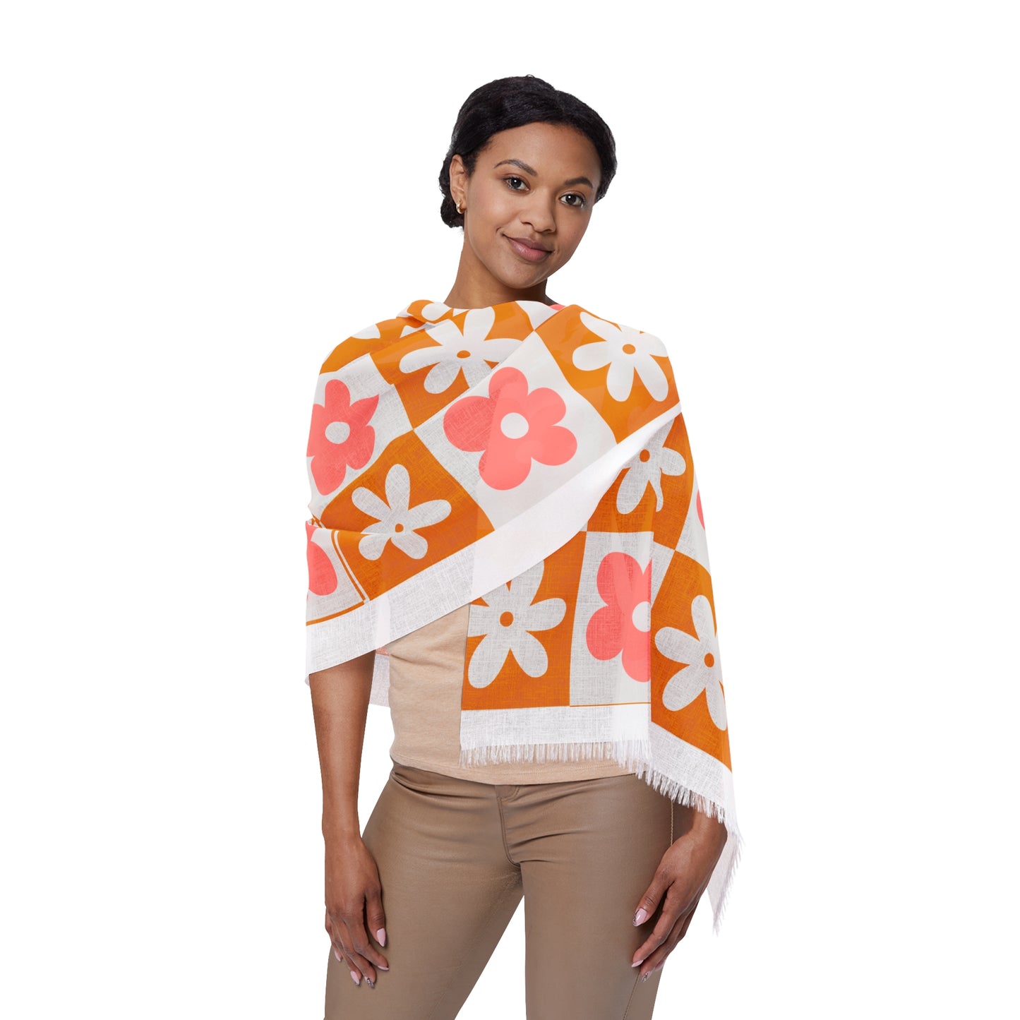 Floral Pattern Light Scarf, Summer Accessory, Lightweight Shawl, Boho Chic Scarf, Gifts for Her, Spring Fashion