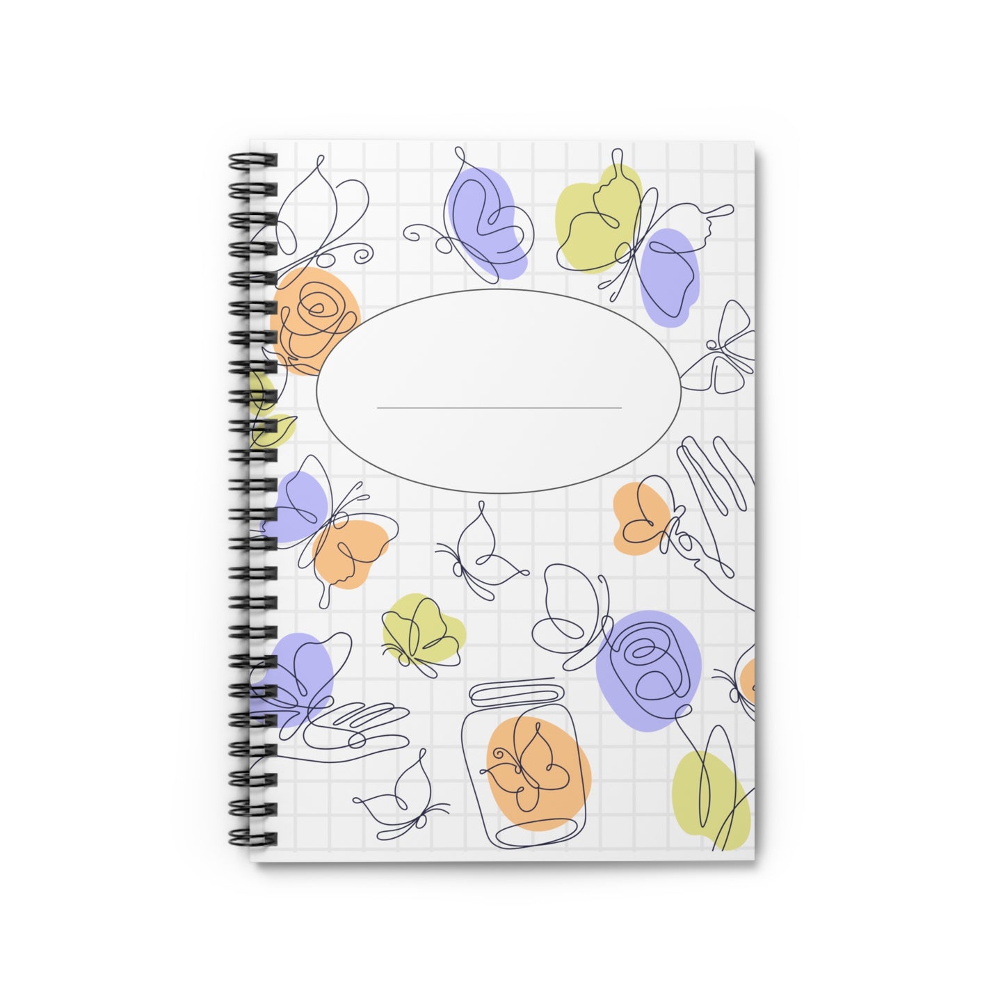 Whimsical Floral Spiral Notebook, Cute Stationery Gift for Students, Personalized Journal for Writing, Butterfly Design for Nature Lovers