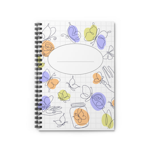 Whimsical Floral Spiral Notebook, Cute Stationery Gift for Students, Personalized Journal for Writing, Butterfly Design for Nature Lovers