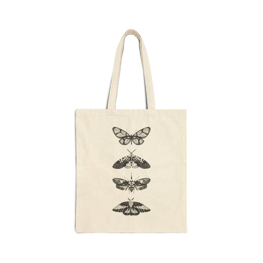 Elegant Butterfly Design Cotton Canvas Tote Bag, Eco-Friendly Shopping Bag, Minimalist Tote, Gift for Nature Lovers, Reusable Grocery Tote