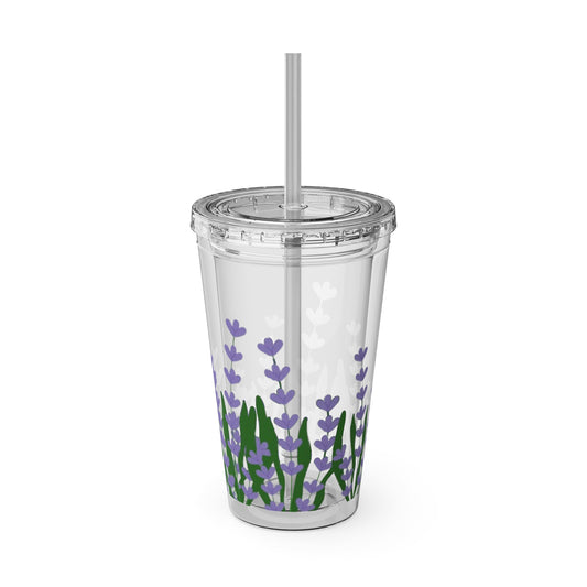 Sunsplash Lavender Tumbler | 16oz Reusable Cup | Eco-Friendly Drinkware | Perfect Gift for Tea Lovers, Summer, Picnics, & Home Decor