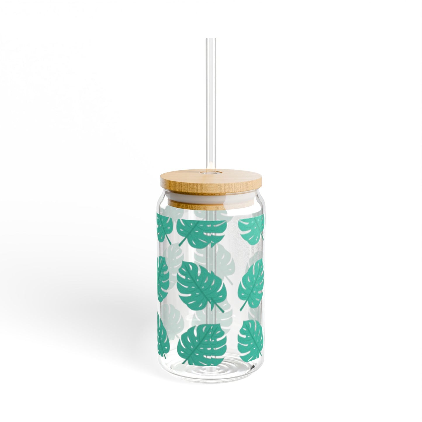 Tropical Leaf Sipper Glass - 16oz Eco-Friendly Drinkware for Summer Parties, Beach Days, Home Decor, Gift Idea, Eco-Friendly