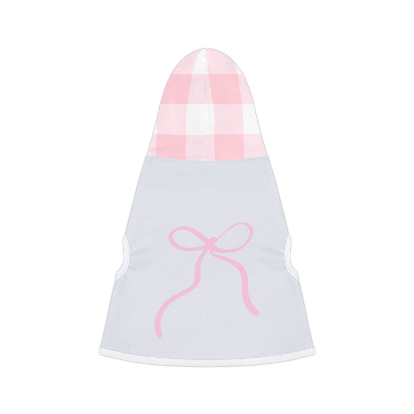 Cozy Pet Hoodie with Pink Checkered Hood, Cute Dog Sweater, Stylish Pet Apparel, Perfect for Walks and Photoshoots