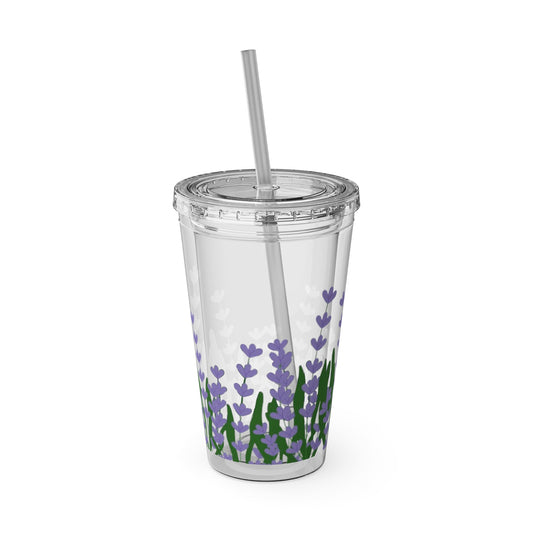 Sunsplash Lavender Tumbler | 16oz Reusable Cup | Eco-Friendly Drinkware | Perfect Gift for Tea Lovers, Summer, Picnics, & Home Decor